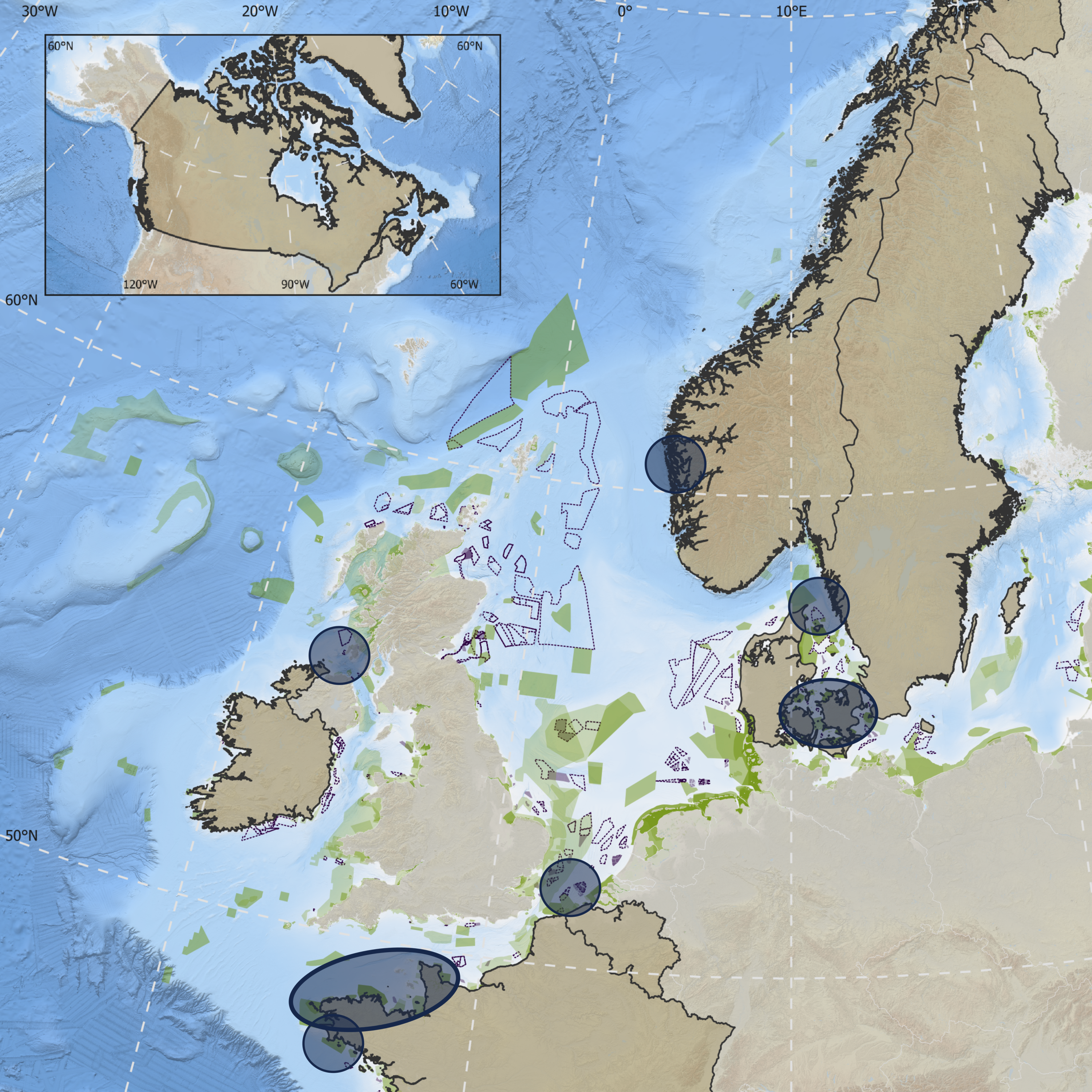 NorTrack map depicting the existing arrays, offshore development and partners